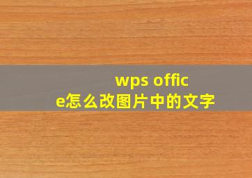 wps office怎么改图片中的文字